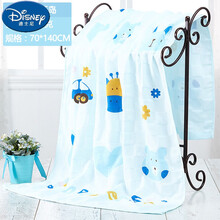 迪士尼(Disney)新生婴儿浴巾夏季薄款纯棉双层纱布可爱被芯儿童柔软吸水儿毛巾被盖毯薄 70x140蓝色欢乐岛浴巾