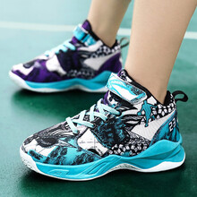 吉布狗篮球鞋儿童高帮夏季新款运动跑步球鞋男女童户外童鞋中大童网面网鞋透气飞织防滑中小学生训练球鞋 @TB-8018-1绿色 35