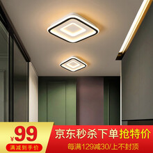 HD照明 北欧后现代简约阳台灯led吸顶灯个性过道灯创意玄关灯门厅灯入户花园灯 小方28瓦暖白光/尺寸25*25*4cm