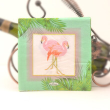 久洁  20张多款鸟彩色印花餐巾纸卡通纸酒店宴会纸杯花纸口布面巾派对纸 绿色火烈鸟