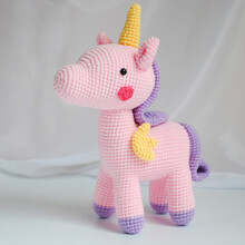 ins抖音同款ins小马独角兽钩针玩偶手工制作编织毛线diy材料包包手作娃娃礼物 粉色独角兽/材料包