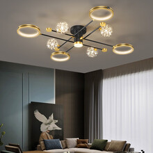 晏灯  led客厅吊灯大灯现代简约北欧时尚餐厅吸顶创意个性轻奢酒店黑金色魔豆分子玻璃灯饰灯具 三色调光