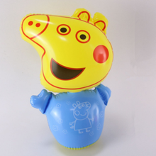 加油棒充气棒新款小号35cm充气不倒翁气球气棒儿童充气企鹅玩具幼儿园道具 蓝黄色 乔治