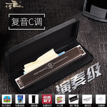 德国进口音簧天鹅28孔复音口琴专业演奏级重音高级成人儿童初学者学生入门乐器 音标版-深木纹【专业演奏复音C调+自学礼包】