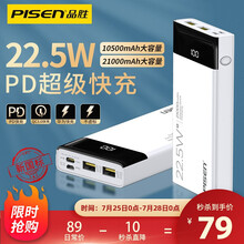 品胜 充电宝21000毫安时22.5W超级快充华为5A苹果PD20W快充大容量移动电源适用于小米手机 升级加量版【10500毫安时丨22.5W双向快充】