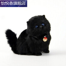 会发声的电动猫咪仿真会叫玩具猫猫毛绒玩具公仔花猫有声音的会摇头能走路 真毛纯黑(会叫不会走