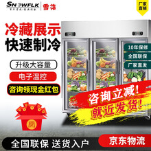 【秒杀】雪花商用四门厨房冰箱立式冷藏保鲜展示柜两门三门饭店酒店不锈钢冷柜六门立式冷冻冰柜厨房冰柜商用 三门保鲜展示柜【全冷藏特价款】