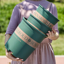 漫生活 高款3加仑花盆1只装(含托盘)家用办公阳台种植多肉花卉绿萝绿植营养土花盆加仑塑料圆形花盆