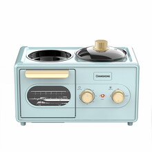【品质保证】长虹早餐机家用多功能全自动四合一蒸煮煎烤三明治机宿舍神器懒人 天蓝色