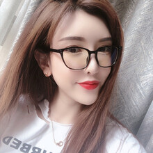 眼镜女网红款显脸小素颜神器眼睛男潮流平面镜防辐射抗蓝光框架 亮黑框