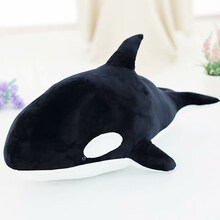 可爱黑虎鲸毛绒玩具公仔鲸鱼抱枕红色海豚布娃娃儿童礼品女生礼物 黑色虎鲸 大号(全长75厘米)