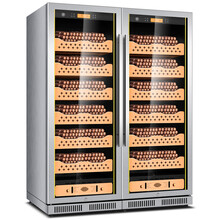 茄龙（CIGARLOONG） CL-168CT1雪茄柜红酒柜变频恒温智能不锈钢压缩机双门红酒柜冰吧 榉木裸养款拉丝银