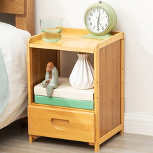 木马人 现代简约床头柜简易楠竹卧室多层小柜子实木原木色室内床边柜床头桌卧室柜多功能储物柜 【单抽屉】A款-原色（健康楠竹）