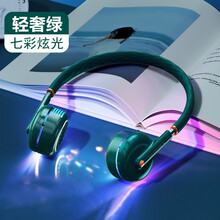 小风扇挂脖风扇懒人风扇折叠充电户外便携无叶风扇员工礼品生日礼物送儿童女生女友男生朋友创意礼品 轻奢绿-彩灯款