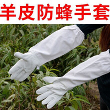 防蜂手套 透气型养蜜蜂专用羊皮手套防蜜蜂蛰蜜蜂防护养蜂工具均码 羊皮手套(白色款) 一双