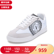 VERSACE JEANS COUTURE范思哲 男士系带休闲运动鞋板鞋E0YWASO2 71942 003 白色灰色黑色LOGO图案 39