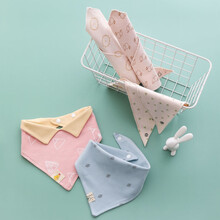 三角巾纯棉婴儿口水巾新生儿宝宝围嘴大号可调韩版洋气头巾 多款混搭 1条/随机体验装