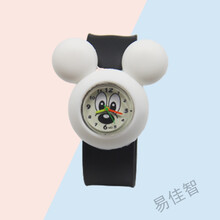大耳朵米奇石英表儿童玩具手表女孩男孩果冻撞色搭配教学电子表 黑带白头撞色