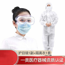 【护目推荐】护目镜全封闭防护防雾面罩 防飞沫飞溅防粉尘透明隔离眼罩 【套装】I类隔离衣+防护眼罩