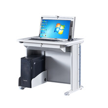四运电动升降显示器培训桌三人学校机房隐藏式学生双人翻转电脑桌 单人-外置主机