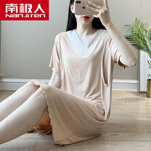 ゐ南极人【品质好货】怀孕哺乳可以穿的睡衣 粘纤夏季孕妇哺乳睡衣短袖喂奶月子服产后6月7夏天夏款8 MT-(肤色)哺乳睡裙莫代尔 M码(90-125斤)