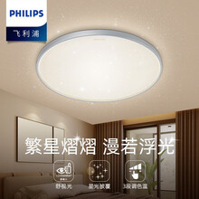 Philips飞利浦led星空吸顶灯简约现代客厅卧室书房创意灯具满天星调光调色特惠 24W银色 开关三段调色温