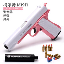 成人玩具枪格洛克G18抛壳软弹枪男孩子吃鸡M1911儿童玩具枪可发射软蛋绝地求生吃鸡同款玩具 维克托M1911-粉白