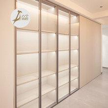 六个木匠玻璃门衣柜定制 极窄边框玻璃门展示柜开放式一门到顶衣橱衣帽间定做 实拍 预约测量设计