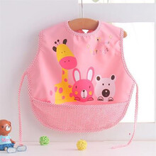 宝宝饭兜防水食饭兜婴0-3岁儿童大号口水巾围兜吃饭肚兜立体围嘴 粉色好朋友