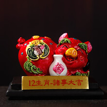 豪金聚凤翔泥塑 凤翔泥塑彩色猪手工彩绘十二生肖摆件陕西纪念品小泥人 龙