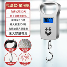凯丰迷你弹簧手提电子秤商用便携式小型高精度家用50kg快递称小秤买菜 电池款银【大提环不勒手+电池】