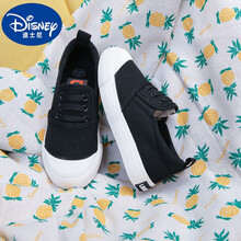 迪士尼儿童春夏帆布鞋轻便男童一脚蹬懒人布鞋女童幼儿园小白童鞋宝宝鞋 973黑色 30码/鞋垫长约19.5cm