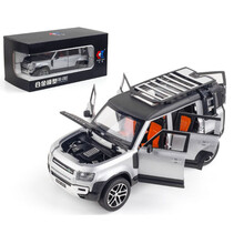 1:24路虎卫士仿真合金模型 带声光回力儿童玩具车 银色