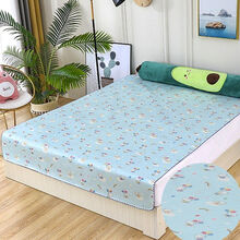 隔尿垫夏季冰丝凉席双面透气防水防尿床单超大号1.8m幼儿园儿童床 蓝气球熊【】 100x150cm