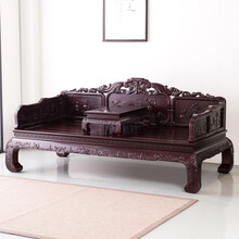 华祥雅苑 红木家具 血檀（学名：染料紫檀）实木罗汉床三件套中小户型罗汉榻床榻中式简约客厅家具 罗汉床三件套