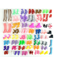 芭芘玩具的高跟鞋 俏芭妃婚纱芭比娃娃鞋子女孩过家家玩具高跟鞋平底鞋配件饰品衣 10双鞋子+2衣2品2包包 默认高度