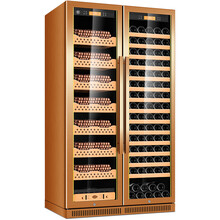 茄龙（CIGARLOONG）CL-180WM1双门雪茄柜红酒柜智能恒温恒湿西班牙雪松木层架不锈钢 榉木雪茄红酒满配款拉丝金