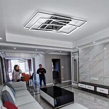 超莱威客厅灯具套餐三室两厅现代简约大气长方形led吸顶灯2021年新款网红灯饰套装北欧创意餐厅卧室灯 黑色110cm/大客厅15-30平方/白光