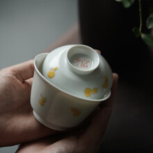景德镇赋山堂手绘盖碗茶杯福禄家用陶瓷茶碗工夫茶具 福禄盖碗