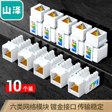 山泽(SAMZHE)六类网络模块 CAT6千兆网线插座面板模块 RJ45水晶头母座电脑网线镀金连接头(十个装)BLMK10X