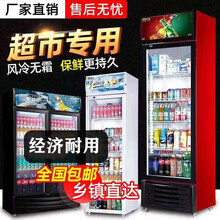 煜灿 饮料展示柜冷藏柜双门保鲜柜冰柜立式冰箱市冷藏保鲜风冷陈列柜 经典双门直冷(红黑色)