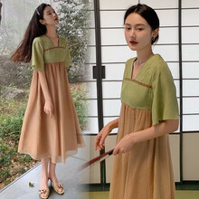 芷玥 孕妇装夏装复古长裙洋气时尚款2021年潮妈新款夏天孕妇连衣裙夏季孕妇裙 减龄复古款 L