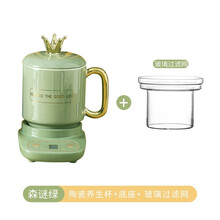 航方分体式养生壶办公室mini小型迷你花茶壶全自动多功能电热煮茶器家用一人用养生杯煮燕窝养生粥泡茶壶 【森谜绿】0.8皇冠陶瓷杯+底座F（含玻璃过滤内胆