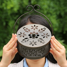 访客 FK 创意蚊香盒复古 蚊香盘大号 蚊香盘托 蚊香盒带盖防火防烫蚊香盒家用室内香炉铁艺蚊香架子 圆款古铜烟花