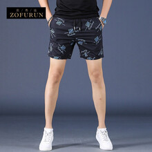 ZOFURUN品牌男士运动短裤透气速干三分裤2年夏季新款潮流修身男显高外穿沙滩裤男 黑色 32