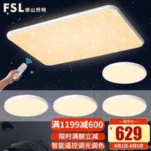 佛山照明(FSL)客厅灯LED吸顶灯满天星灯具套餐简约现代创意遥控调光调色长方形灯饰 【荐】特惠款-星空白丨四室一厅A套餐