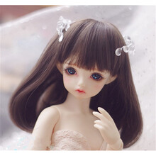 BJD娃娃假发346分小布头发粉色渐变长卷发60厘米夜萝莉男女娃假毛 6分内扣直发深棕色
