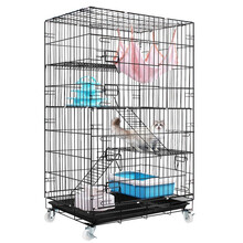 【空间升级 特大平台】酷奇宠 猫笼 加粗加密折叠双层三层四层猫笼子猫别墅大号宠物笼子猫咪用品 黑色 700大四层带侧开门