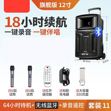 先科A60广场舞音响户外拉杆12吋便携式移动大功率播放器带无线话筒室外K歌家用蓝牙重低音炮手提演出音 12寸旗舰版【2支U段话筒+32G优盘】