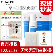 婵皙淡痘套装男女淡痘膏霜爽肤水青春痘凹洞淡化痘印学生控油产品补水保湿修护痘痘霜面部护肤品 洁面国皂100g+淡痘套装